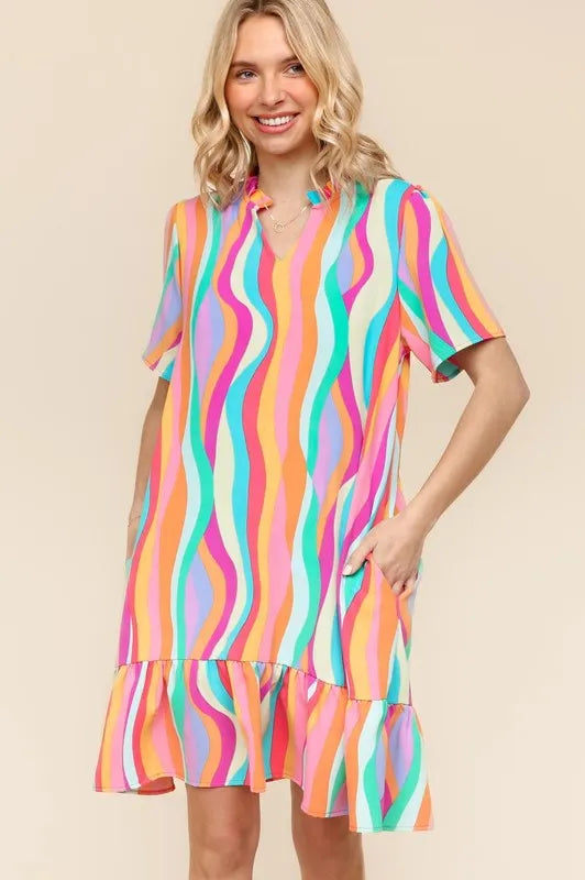 Haptics Tiered Woven Ruffle Hem Dress Knee Length Dresses