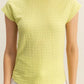 HYFVE Neon Yellow Textured Round Neck Cap Sleeve Knit Top Tops