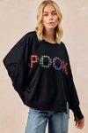 Black oversized sweatshirt with colorful plaid pook print by BiBi Spook
