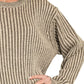 Zenana Curved Hem Two-Tone Ribbed Sweater - DAVERRI FASHIONS