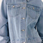 Daverri light-wash cropped oversized denim jacket with silver buttons