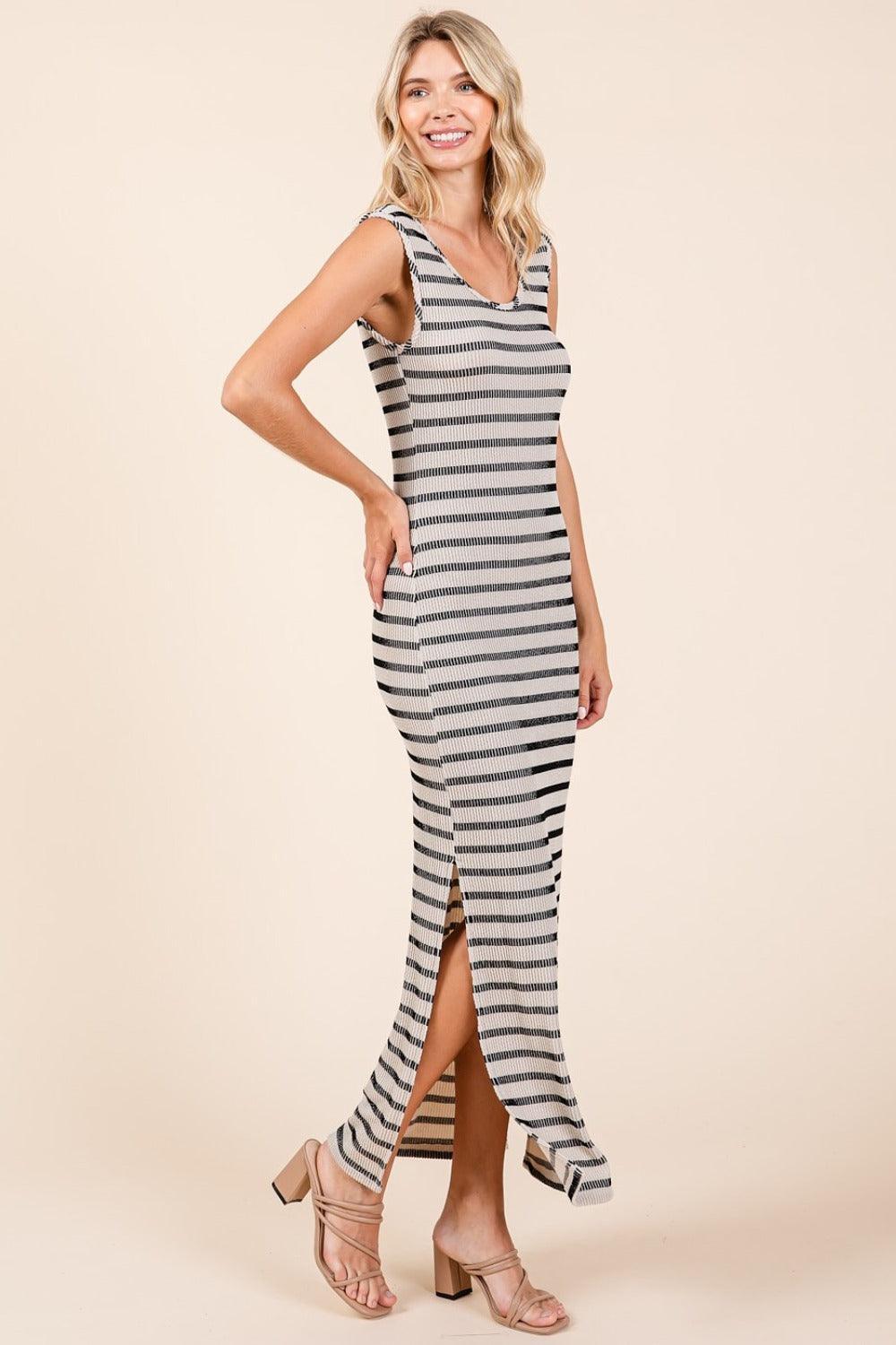 Mittoshop Striped Scoop Neck Sleeveless Maxi Dress - DAVERRI FASHIONS
