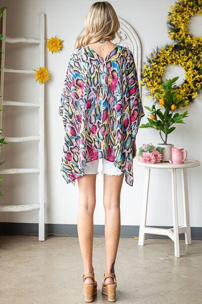 Heimish Full Size Multi Color Snake Open Cardigan Plus Size Cardigans