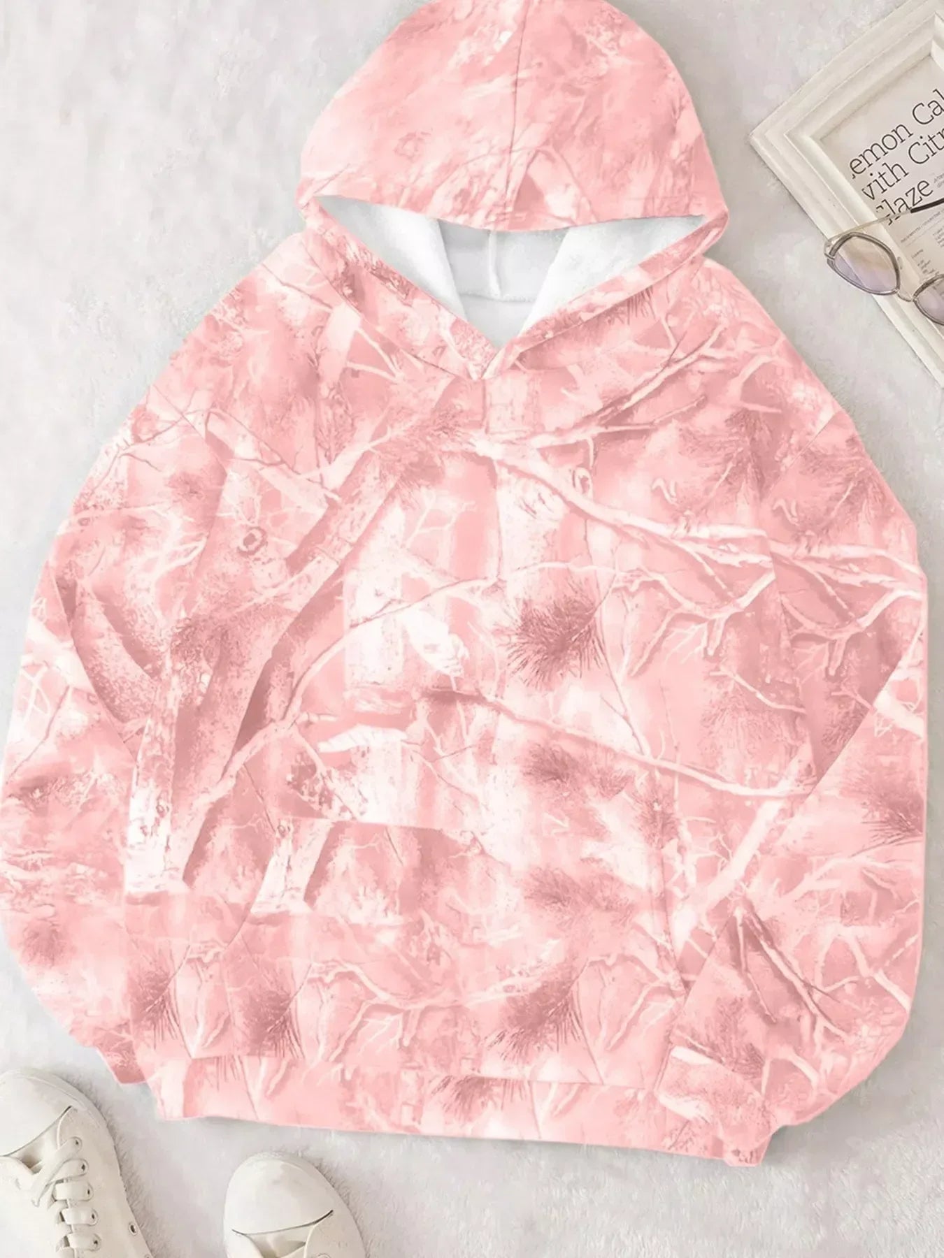 Kangaroo Pocket Long Sleeve Hoodie - DAVERRI FASHIONS