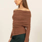 HYFVE Fuzzy Off Shoulder Textured Knit Top - DAVERRI FASHIONS