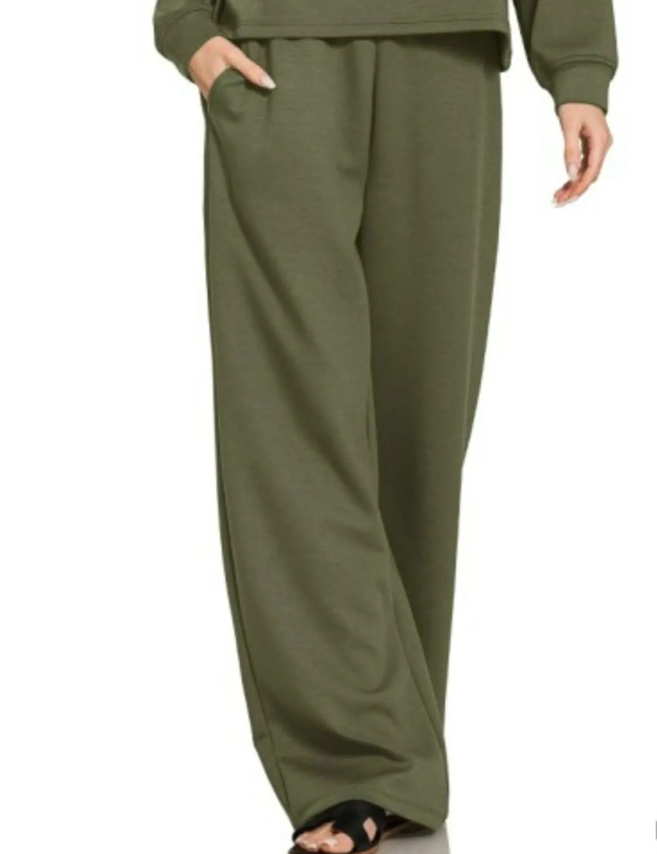 Zenana Scuba Crewneck Sweatshirt and Pants Set | Loungewear Sets Daverri Fashions