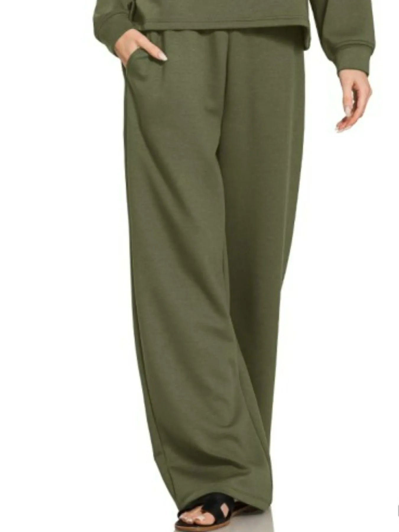Zenana Scuba Crewneck Sweatshirt and Pants Set Outfit Sets