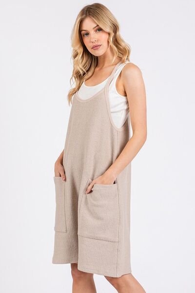 Mittoshop Scoop Neck Spaghetti Strap Overalls with Pockets