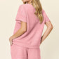 Double Take Full Size Texture Short Sleeve T-Shirt and Drawstring Shorts Set Outfit Sets