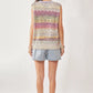 Davi & Dani pastel striped crochet sleeveless knit vest in lavender, yellow, beige