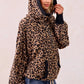 BiBi Leopard Print Waffle Half Zip Up Hoodie W Pocket - DAVERRI FASHIONS