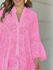 Full Size Eyelet Ruffled Hem Tiered Dress Plus Size | Mini Dresses Daverri Fashions