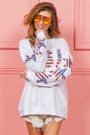 BiBi American Flag USA and Star Sequin Sweatshirt | Sweatshirts Daverri Fashions