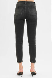 RISEN Full Size Tummy Control Mid Rise Crop Skinny Jeans Plus Size | Daverri Fashions