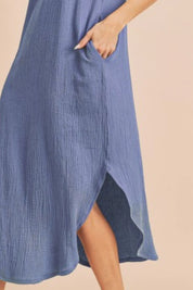 Aemi + Co Round Neck Midi Tank Dress with Pockets | Daverri Fashions