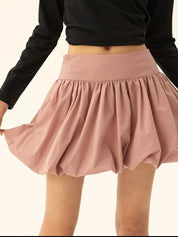 Ruched Bubble Hem Mini Skirt | Skirts Daverri Fashions