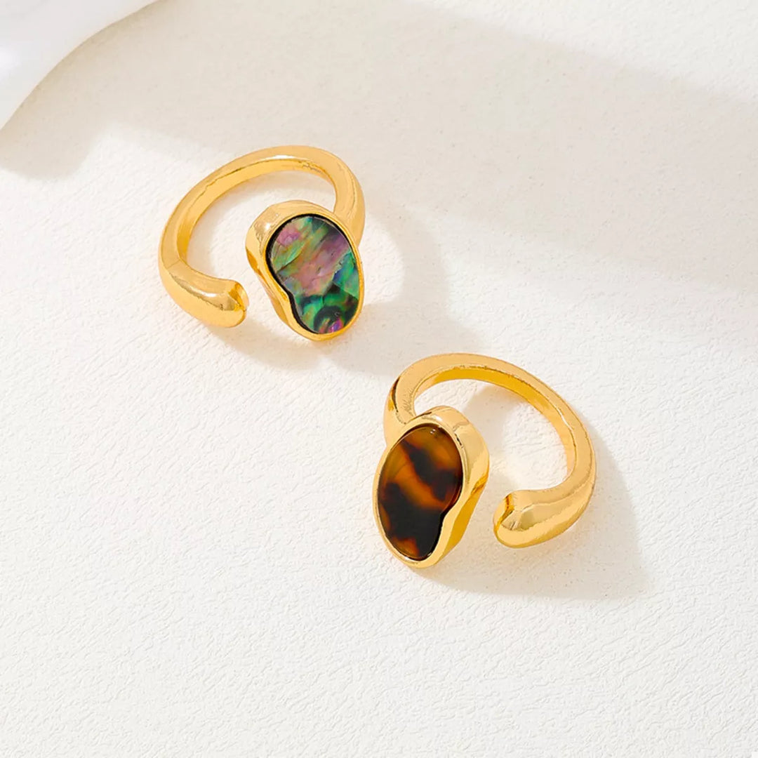 18K Gold-Plated Oval Open Ring | Rings Daverri Fashions