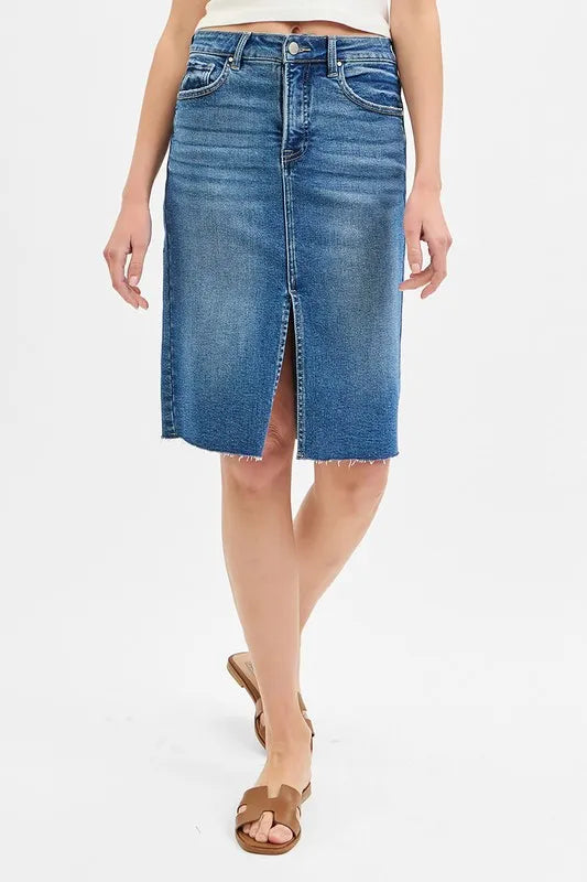 RISEN High Rise Front Slit Pencil Skirts | Daverri Fashions