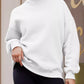 White oversized mock neck dropped shoulder sweatshirt with ribbed cuffs