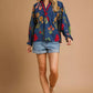 Umgee Floral Print Flounce Sleeve Blouse - DAVERRI FASHIONS
