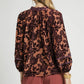 Umgee Floral Velvet Blouse with Balloon Sleeves