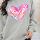 Valentine’s Day Heart Round Neck Drop Shoulder Sweatshirt - DAVERRI FASHIONS