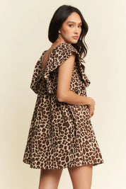 Davi & Dani Animal Printed Velvet Ribbon Mini Dress | Mini Dresses Daverri Fashions