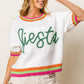 BiBi FIESTA Metallic Letter Short Puff Sleeve Sweater Sweaters