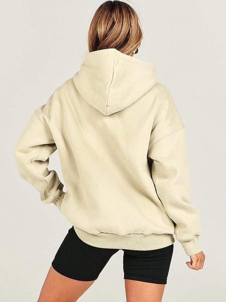 Dropped Shoulder Long Sleeve Hoodie Tops