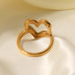 18K Gold Plated Heart-Shaped Ring - DAVERRI FASHIONS