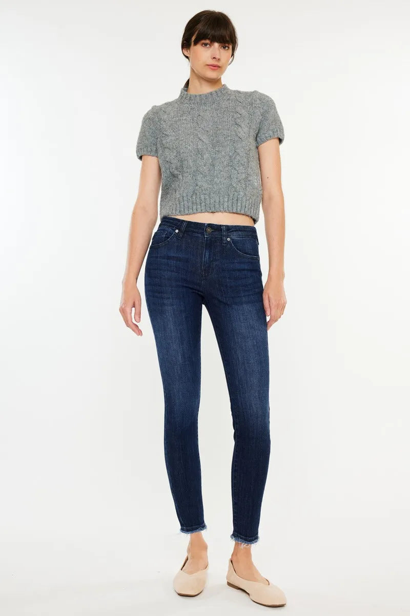 Kancan High-Rise Slim Fit Raw Hem Ankle Jeans Jeans