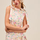 SO ME Floral Printed Woven Shoulder Bow Tie Top and Skirt Set Outfit Sets