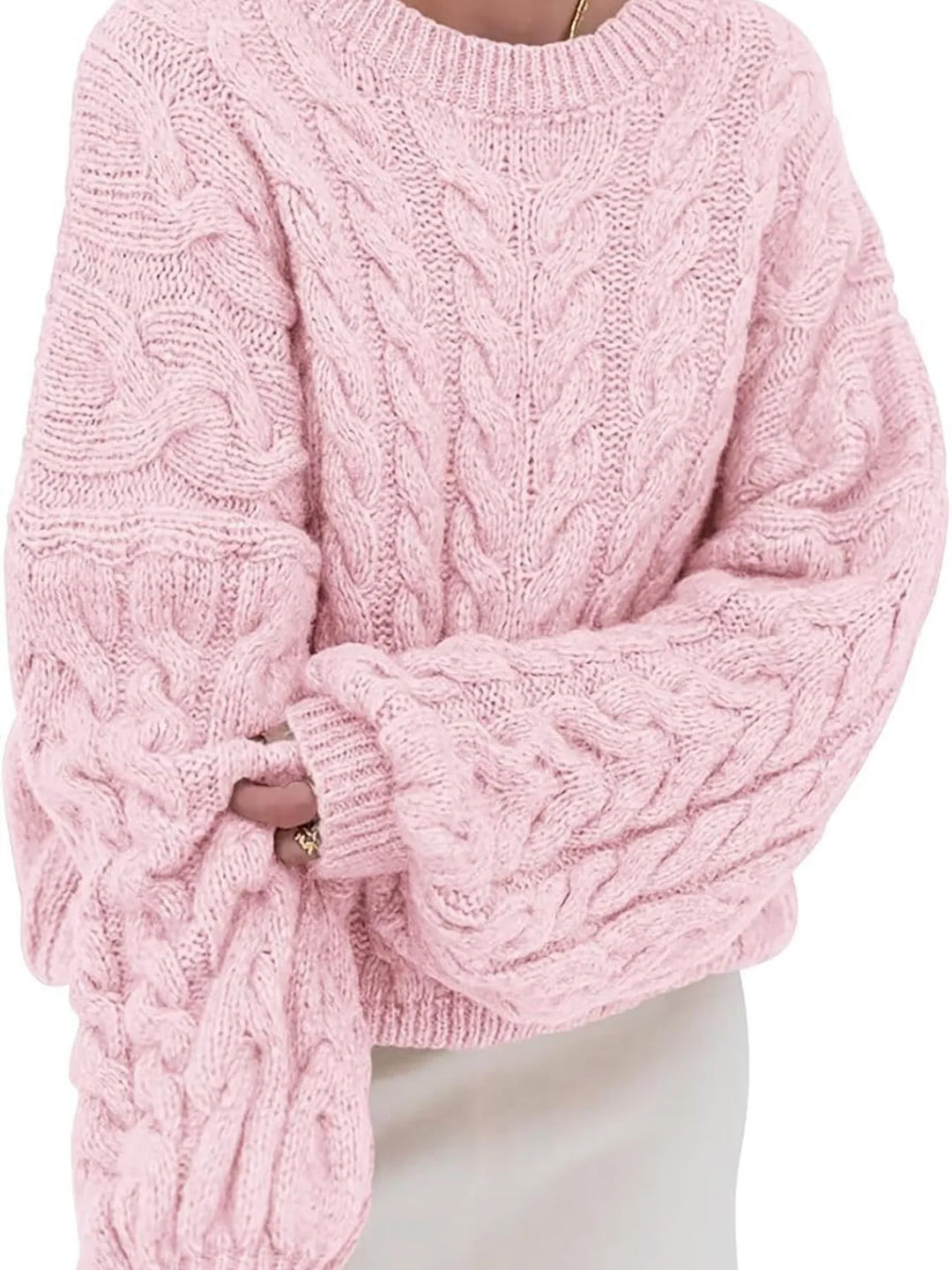Cable Knit Long Sleeve Sweater | Sweaters Daverri Fashions