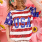 BiBi American Flag Theme USA Lettering Sequin Top Tops