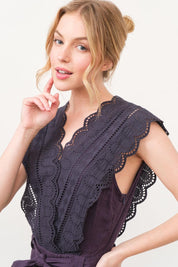 And The Why Laced Surplice Tie Waist Jumpsuit | Jumpsuits Daverri Fashions