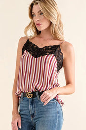 And The Why Stripe Print with Lace Cami | Daverri Fashions