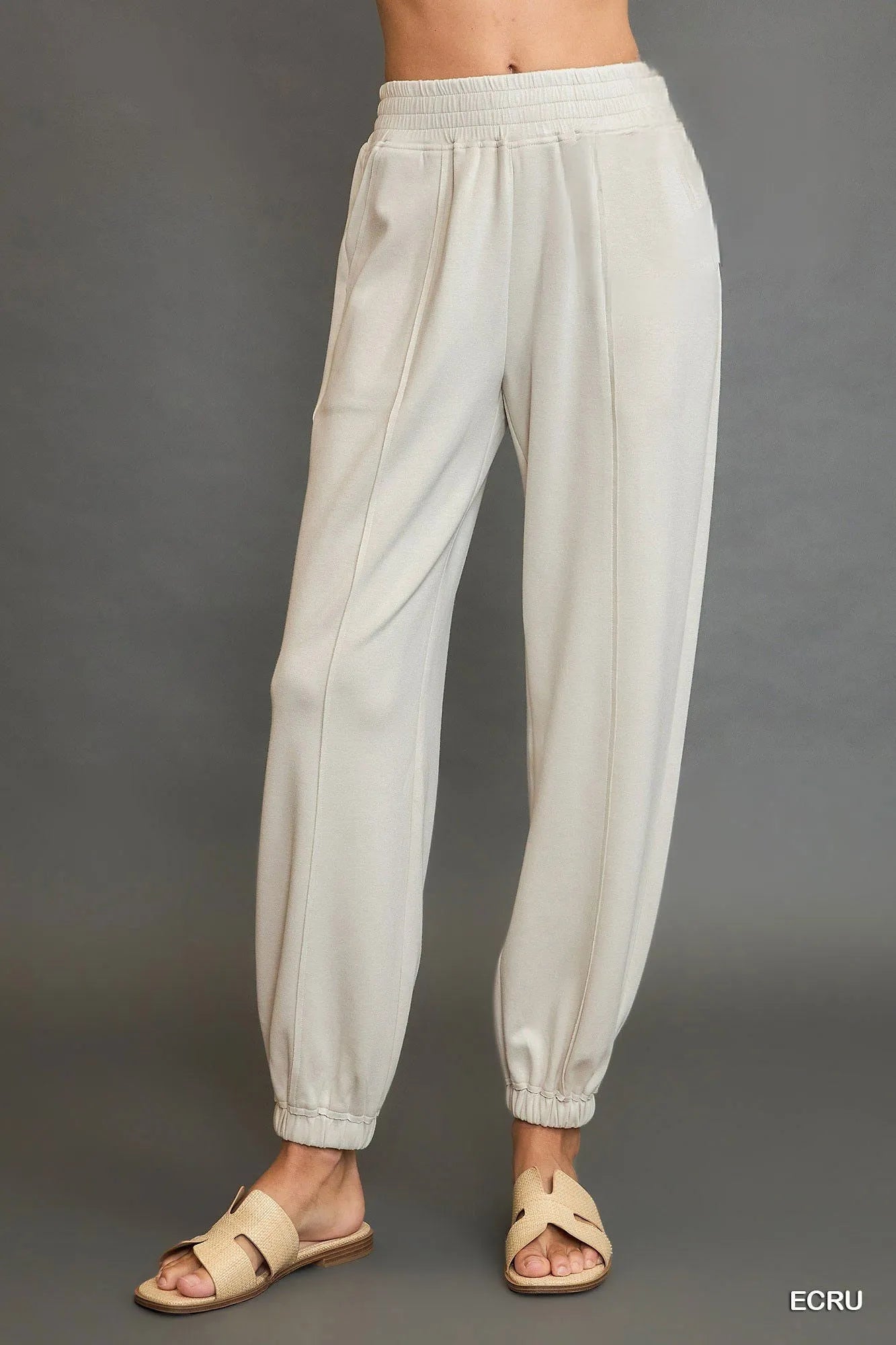 Umgee Drawstring Jogger Pants with Front Seam Detail Joggers