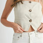 MABLE Linen Mix Button Down Tank Top - DAVERRI FASHIONS
