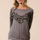 BiBi Sweater Knit Top With Leopard V Shape Block - DAVERRI FASHIONS