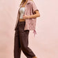 BiBi Washed Terry Pants with Pockets Vintage Mocha - DAVERRI FASHIONS