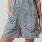BiBi Patch Vintage Washed Denim Shortall with light-wash overalls shorts