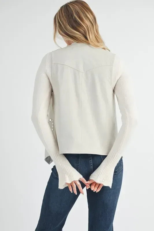 Aemi + Co Heart Rivet Detail Suede Vest Coat - DAVERRI FASHIONS