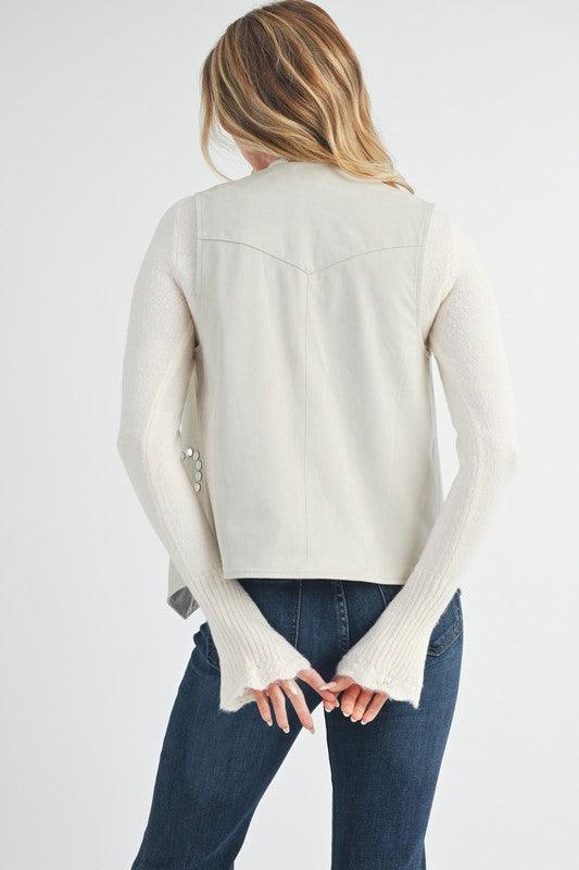 Aemi + Co Heart Rivet Detail Suede Vest Coat Vests