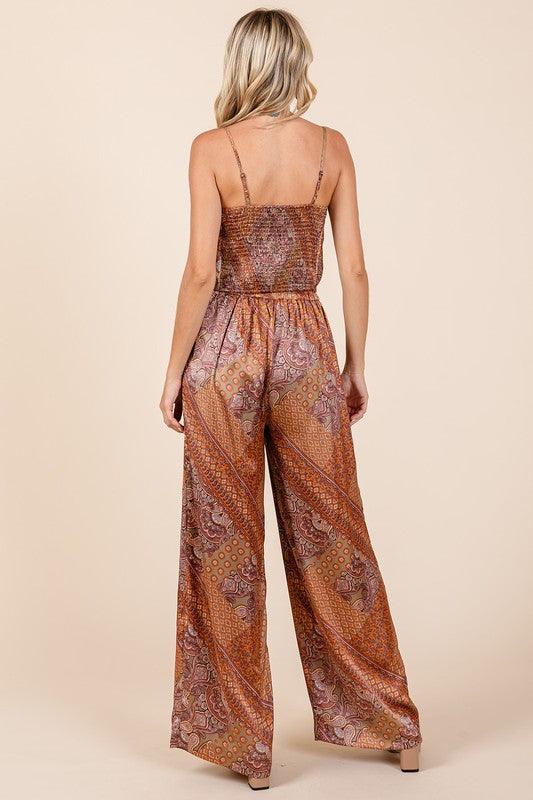 Mittoshop Paisley Patchwork Print Satin Wide Leg Pants Pants