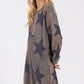 SAGE + FIG Washed Star Print Round Neck Dress - DAVERRI FASHIONS