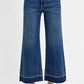 RISEN Tummy Control High Rise Crop Wide Hem Jeans Dark Jeans