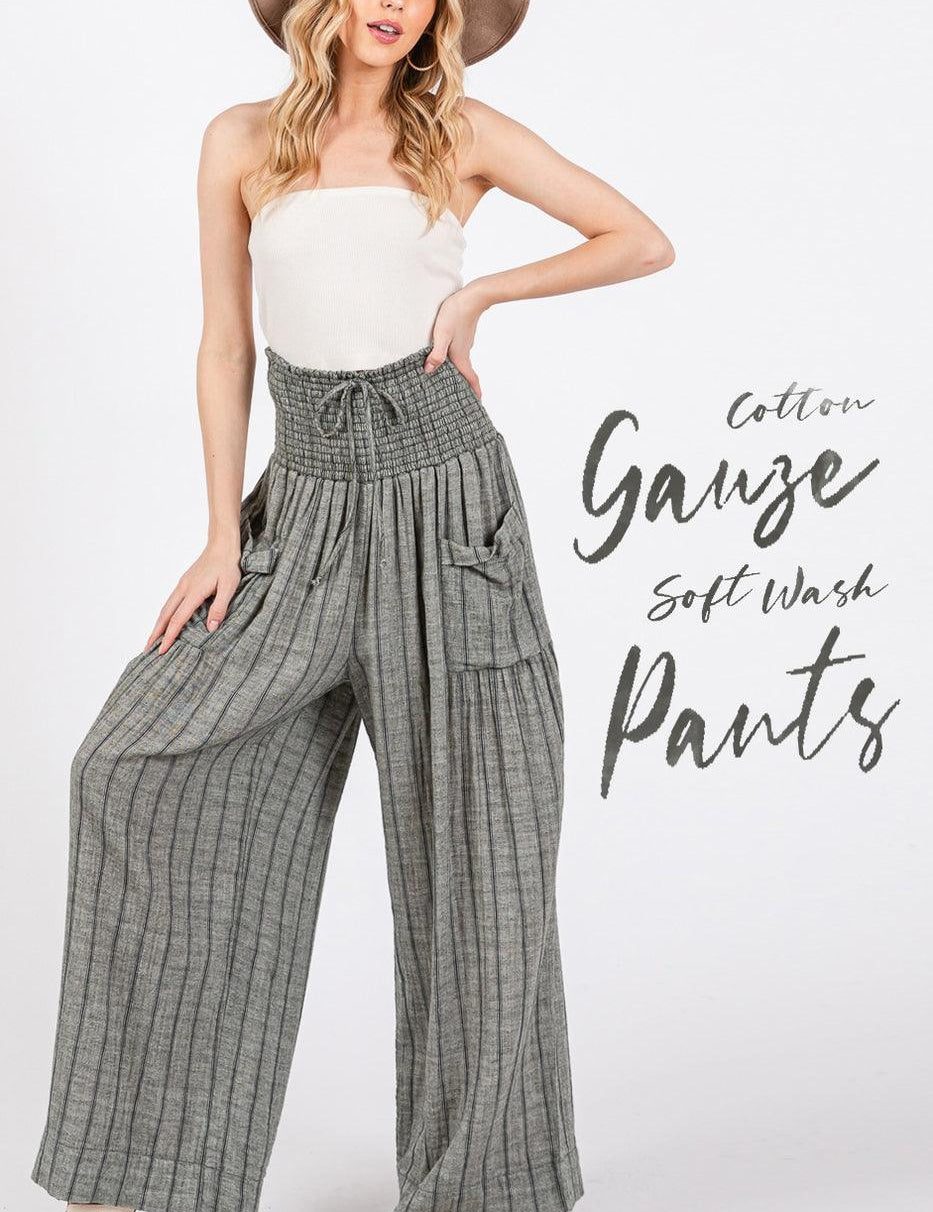 SAGE + FIG Cotton Gauze Wash Stripe Pants Pants