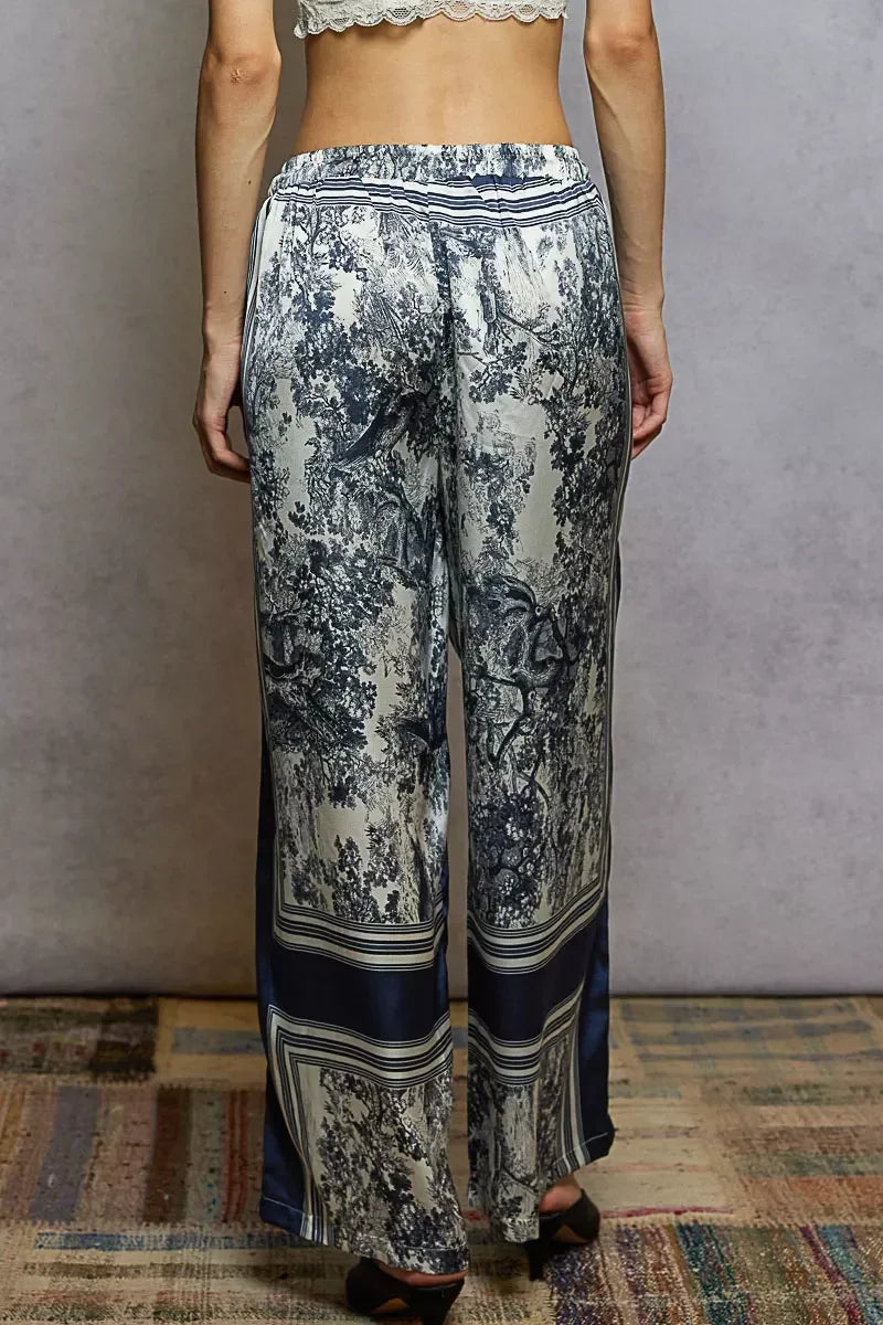 POL Floral Printed Woven Wide Leg Drawstring Pants - DAVERRI FASHIONS