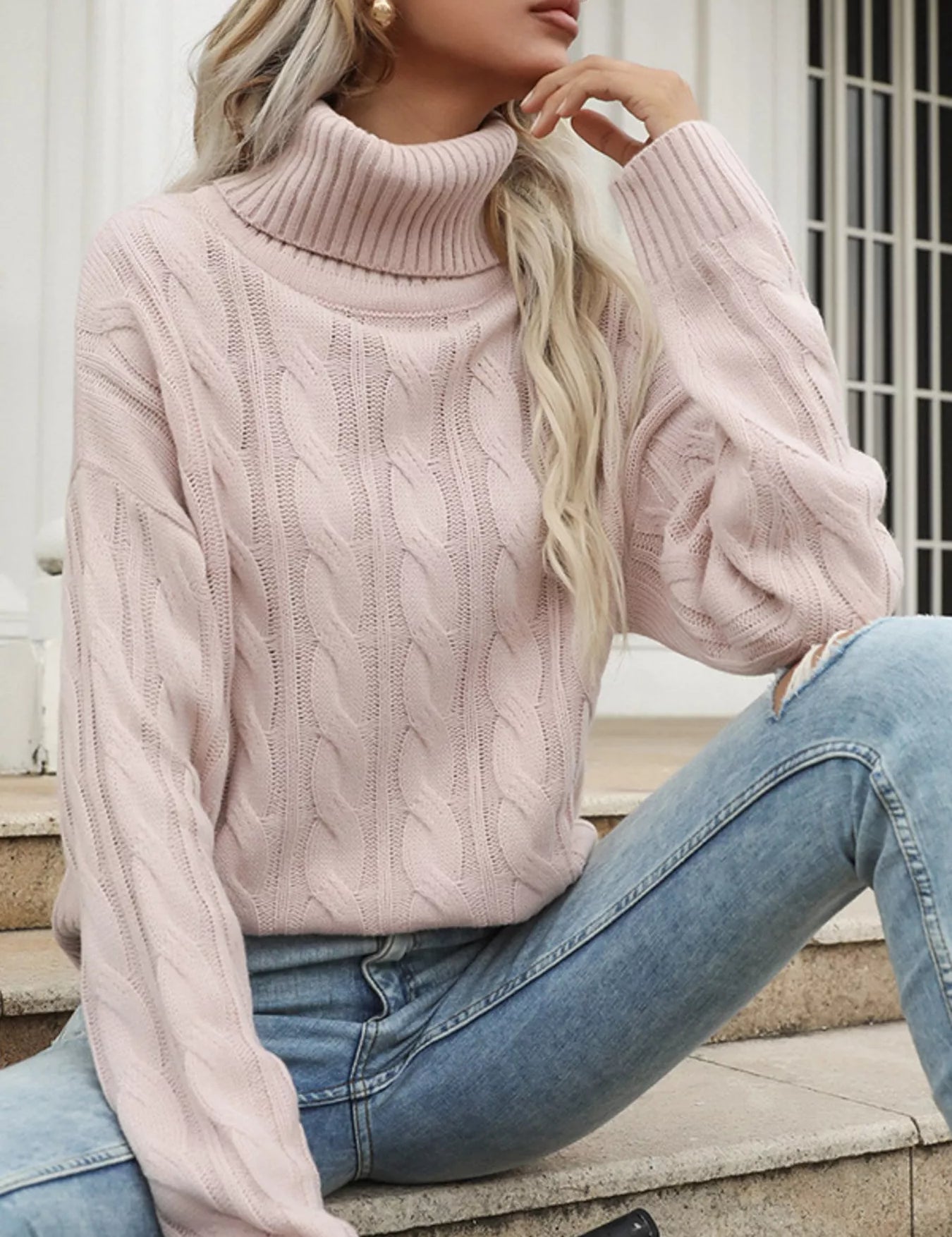 Cable Knit Turtleneck Sweater | Sweaters Daverri Fashions