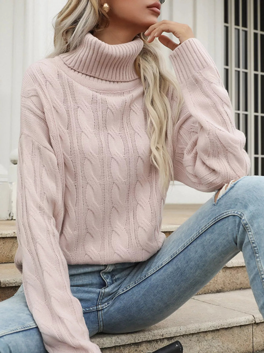 Cable Knit Turtleneck Sweater | Sweaters Daverri Fashions